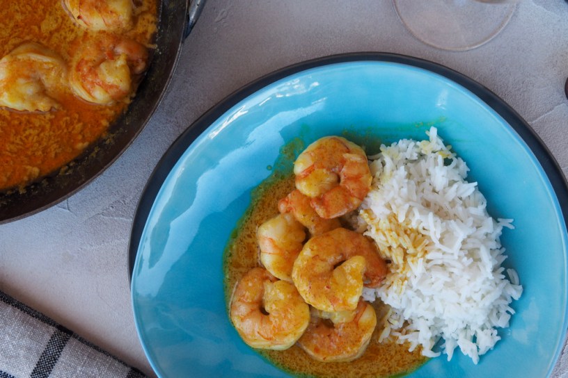 A quick and easy Yellow Coconut Shrimp Curry | Van Volxem Riesling