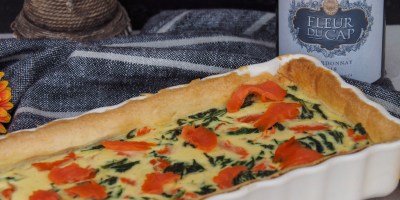Smoked salmon-spinach tart | Fleur du Cap Chardonnay