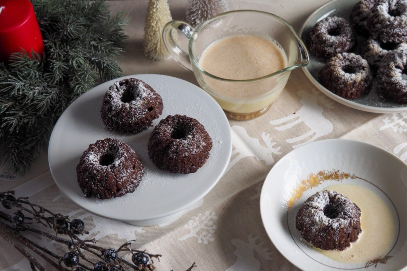 Mini Chocolate-Coconut-Pear Gugels With Eggnog Crème Anglaise – The ultimate holiday cake